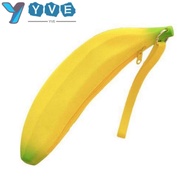 YVE Silicone Pen Bag, Yellow Banana Shape Banana Zero Wallet, Creative 2.36*7.87 Inch Silicone Penci