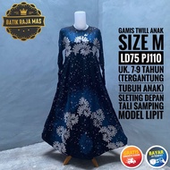 Gamis Rayon Anak Perempuan Syari Raya Lebaran Motif Batik Abstrak Twill Pekalongan Tali Samping Resl