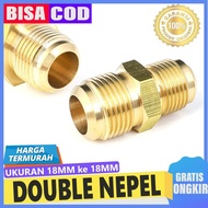 NH27 DOUBLE NEPEL DRAT LUAR 18MM KE 18MM KUNINGAN