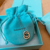 Tiffany&amp;Co 1837 玫瑰金/銀 雙環項鍊