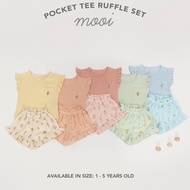 [Code V937] Mooi 1-5 Years Old Girls Suit Pocket Tee Ruffle Set CBKS