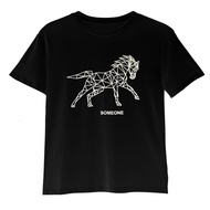 Men's Cotton Tee T Shirt Glow In The Dark Black 347D Horse