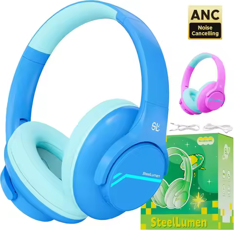 ANC Noise Cancelling Headphones For Kids Wireless Bluetooth Headphones Safe Volume Limited Headset W