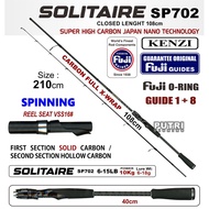 JORAN KENZI SOLITAIRE 702 Spinning 210cm Casting Rod X-Wrap Solid Carbon Fuji Guides 4-12lbs 6-15lbs