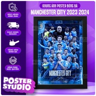 MANCHESTER CITY 23/24 football poster photo frame includes 2 sizes for A5 tabletop (18cm x 24cm), A4