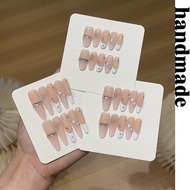 Press on nails handmade [White Lovers] Exquisite White French Starburst Diamond Ice Transparent Ligh