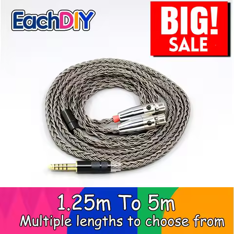 Cable 16 Core Grey Silver Plated Earphone For Meze Elite EMPYREAN Audeze LCD-3 LCD-2 LCD-X LCD-XC LC
