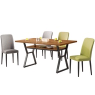 [特價]Homelike 肯納工業風4尺餐桌椅組(一桌四椅)二灰二綠椅