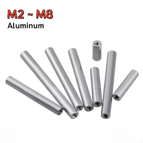 M2 M3 M4 M5 M6 M8 Round Aluminum Standoff Column Stud Extend Long Nut Aluminum Stud Spacer Length 6-