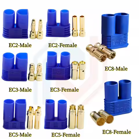 EC2/EC3/EC5/EC6/EC8 Connector Kit Male and Female Bullet Gold Plated Banana Plug Be Used for RC Mode