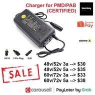 48v 52v 60v 72v charger ebike pma pmd fiido scooter charger