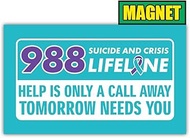 BAVAHA [7.5"x4.5"] Call 988 Bumper Magnet 988 Suicide and Crisis Lifeline Magnet Suicide Awareness M