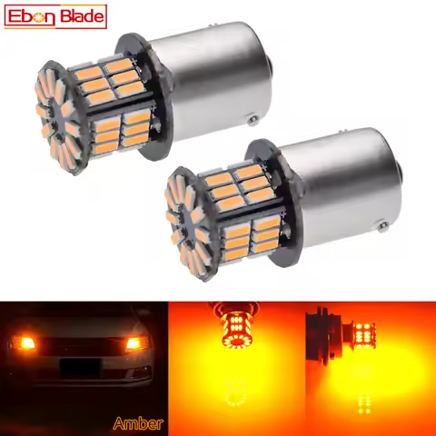 Pair Auto LED Lights Bau15s Bulbs Amber Yellow Orange 1156 7507 PY21W 1156PY 3014 36SMD Car Turn Sig