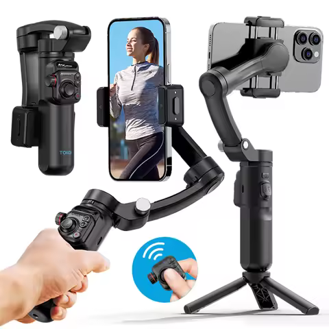 TOKQI-M02 3-Axis Handheld Gimbal Stabilizer for Smartphone, Foldable Phone Holder Anti-Shake PTZ for