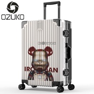 american tourister luggage Luggage Universa Jianneng Violent Bear Graffiti Luggage Case Female 24 inch Small Trolley Case 2023 New Code Leather Case Male Strong