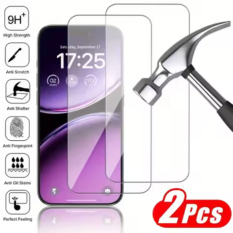 2Pcs 9H Hardness Screen Protector for iPhone 17 16 15 14 13 12 11 Pro Max 17Air 16e Tempered Glass F