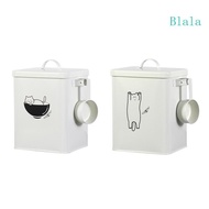 Blala Iron Pet Food Container for Cat Dog Food Storage Container for w Lid Scoop for Kitty Bird Pets Food for Fresh Dry