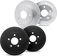 Dynamic Friction Company Front Brake Rotors Slotted Silver includes Brake Drums - 5004-72033