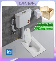 [Bisa COD] Kloset Jongkok Mr.Tao 1Set Dengan Penutup Kloset Otomatis + Energy Saving Water Tank Bahan Keramik Warna Putih Toilet Jongkok Closet