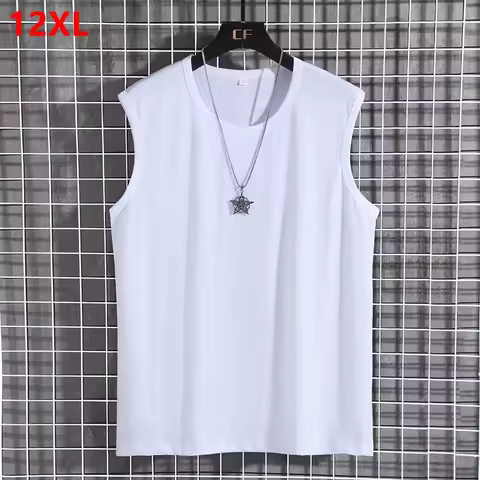 Summer men's sports cotton sleeveless T-shirt round neck loose new sports Tank Tops singlet men 8XL 