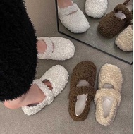 French Fur Shoes - Soft-Soled Curly Fur Cotton Shoes for Women | Ideal for Autumn/Winter Outerwear