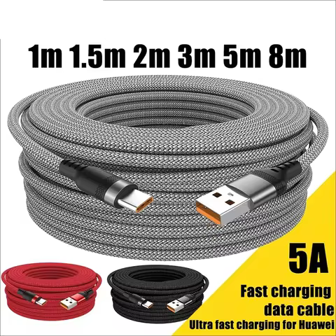 6A Type-C Charging Cable Super Fast Charging USB Extended Cable For Huawei Xiaomi Switch Sony PS5 8M