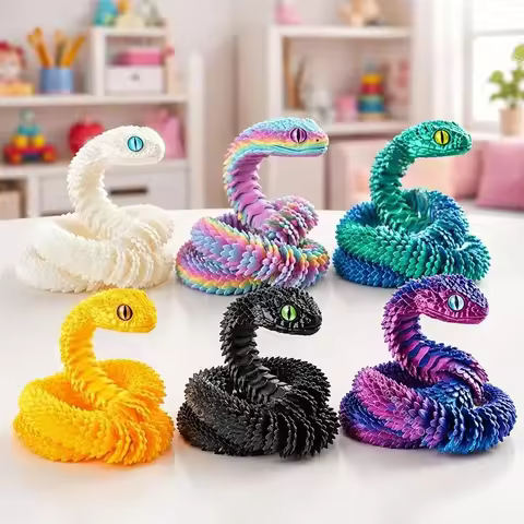 3D Creative Printed Toys Snake Model Sensory Toys Desktop Ornament 3D Printed Snake Desktop Articula