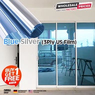 US Tinted Blue Silver Tinted Rumah #BELI 1 ROLL#PERCUMA 1 ROLL#PERCUMA ALAT PEMASANGAN 3Ply US Film 