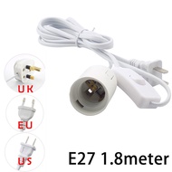 1.8M E27 AC Power Cord Cable Lamp Base with ON OFF Switch for Led Grow Light Bulb Socket Desk Lamp H