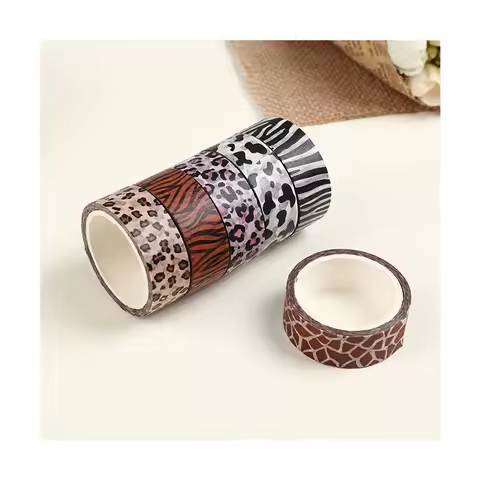 6 Pcs Zebra and Paper Tape Creative Leopard Tiger Hand Account Tape DIY Decorative Sticker Tape Hand