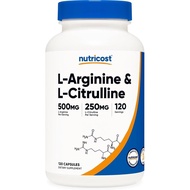 🔥Hot Bestseller Nutricost L‑Arginine & L‑Citrulline 500mg L‑Arginine 250mg L‑Citrulline Per Serving 
