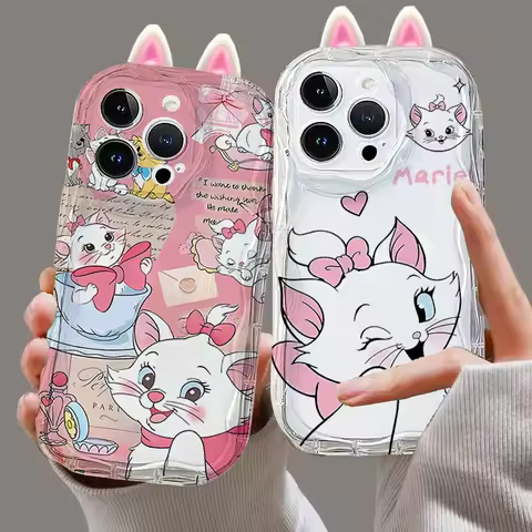 3D Ears Marie Cat Case For Samsung Galaxy S25 Ultra S24 S23 S22 S21 Ultra Plus S24 FE A55 A06 A35 A1