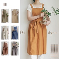 Apron Cotton Water-Repellent Cotton Linen Pleated Apron Kitchen Cotton Linen Literary Vest Apron Wor