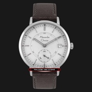 Alghani Watch Jam Tangan Kasual Pria Alexandre Christie AC 6545 MS LSSGR Men Grey Dial Brown Leather