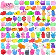 130Pcs Mochi Squishy Toys, Kawaii Animals Squishies for Kids Party Favors Relief Stress Toy Easter Egg Basket Stuffers Birthday Gifts for 3+ Years Old Kids Adults Random