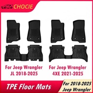 Floor Mats for Jeep Wrangler JL 2018-2025 & 4XE 4 Doors TPE Waterproof Non-Slip All Weather Protecti