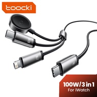 Toocki PD 100W 3 In 1 USB C Super Fast Charging Cable With Watch Magnetic Charger For Phone 17 16 15
