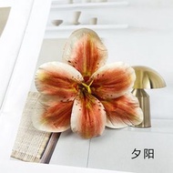 仿真彩色重瓣百合花头 diy头饰假花发夹材料包配件婚礼花墙小摆件 - 夕阳