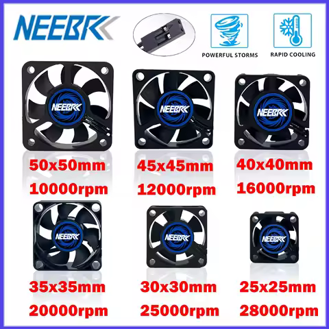 2PCS NEEBRC 25/30/35/40/45/50mm RC Cooling Fan 5V-12V DC Heatsink 10000-30000RPM High Wind Rapid JST