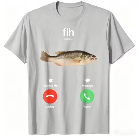 Fih Calling Remind Me Message Decline Accept Phone Call Fish T-Shirt Funny Fishman Graphic Outfit Sh