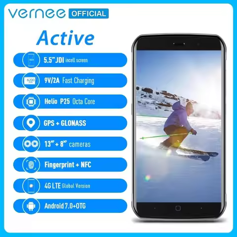 Vernee Active V1 4G SmartPhone 5.5 Inch Android 7.0 MTK6757 Octa Core 4GB RAM 64GB ROM 13.0MP NFC IP