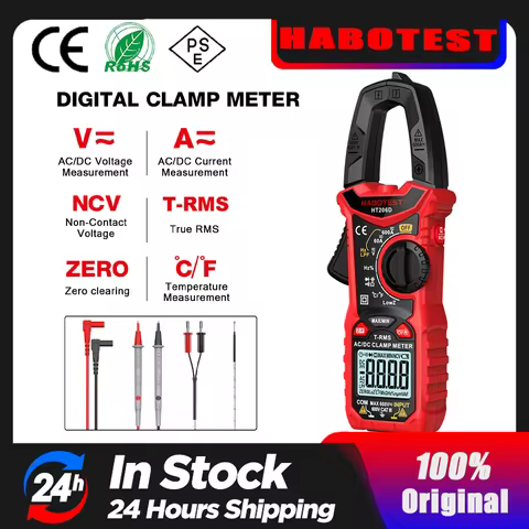 HABOTEST Digital Clamp Meter HT206A HT206B HT206D 600A AC DC Current Two-color Backlight NCV Voltmet