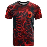 Jersi Borong Bola Sepak Albania Jersi 2024 Pasukan Bola Sepak T-Shirt 3D Albania Bendera Baju T Graf
