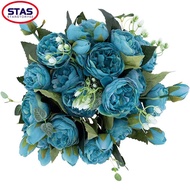 [STAS] 5 Head Persian Peony Silk Flowers Wedding Home Decor Fake Roses Bouquet