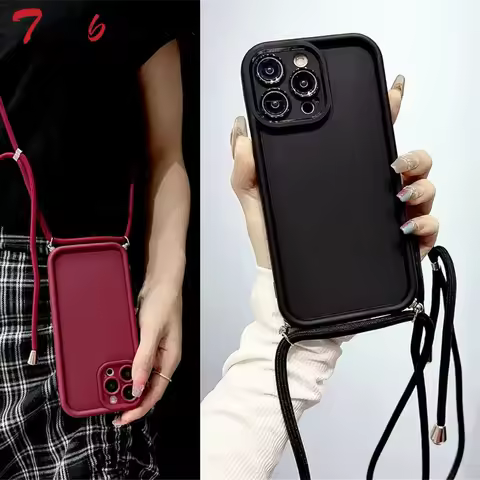 Solid Color Silicone Case For Xiaomi Poco X8 Pro Max Redmi Turbo 5 Coque Crossbody Adjustable Lanyar
