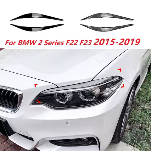 Carbon Fiber Headlight Eyebrow For BMW 2 Series F22 F23 2015-2019 Front Head Light Lamp Cover Trim H
