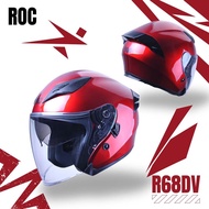 KHI ROC R68 Double Visor Motorcycle Jet Helmet - Red