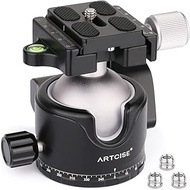 46mm Low Profile Tripod Head with 3 Screw Adapter 3/8 to 1/4 Professional Aluminium 360 Rotating Pan