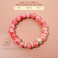 Jade Dan Tam - Tuong Vi Bracelet 9mm 5A Mixed Charm with Pink Stone - Fire Element & Earth Element