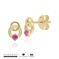 Gemondo 9K Gold Earrings Decorated With Ruby Round Design